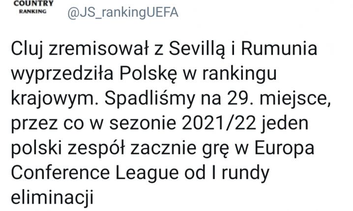 Kolejny SPADEK Polski w rankingu UEFA